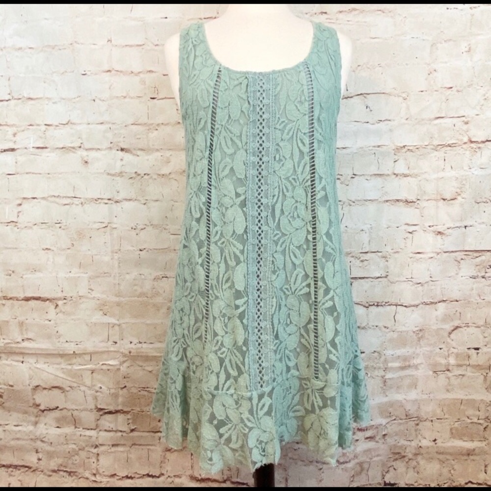 KORI Sage Green Floral Lace A-line Dress | M | NWT